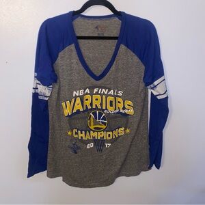 Carl Banks 4Her, Golden State Warriors 2017 Champs Long Sleeve V Neck, Size XL
